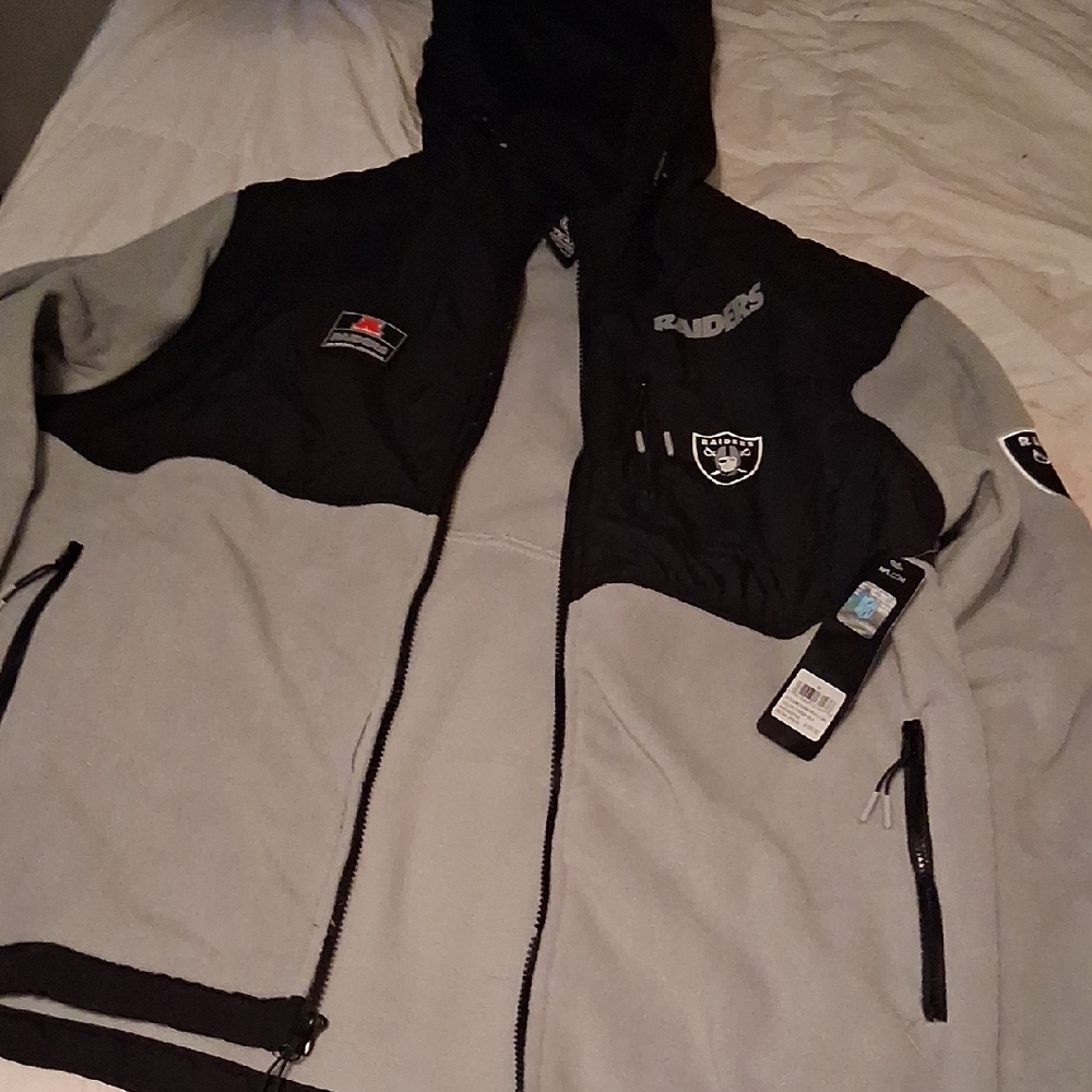 Men's Black and Gray Raiders Bomber Jacket